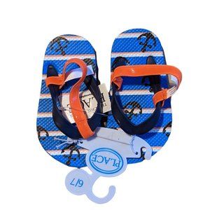 The Children's Place Toddler Blue Sea Anchor Sandals - Blue/Orange - Size 6/7
